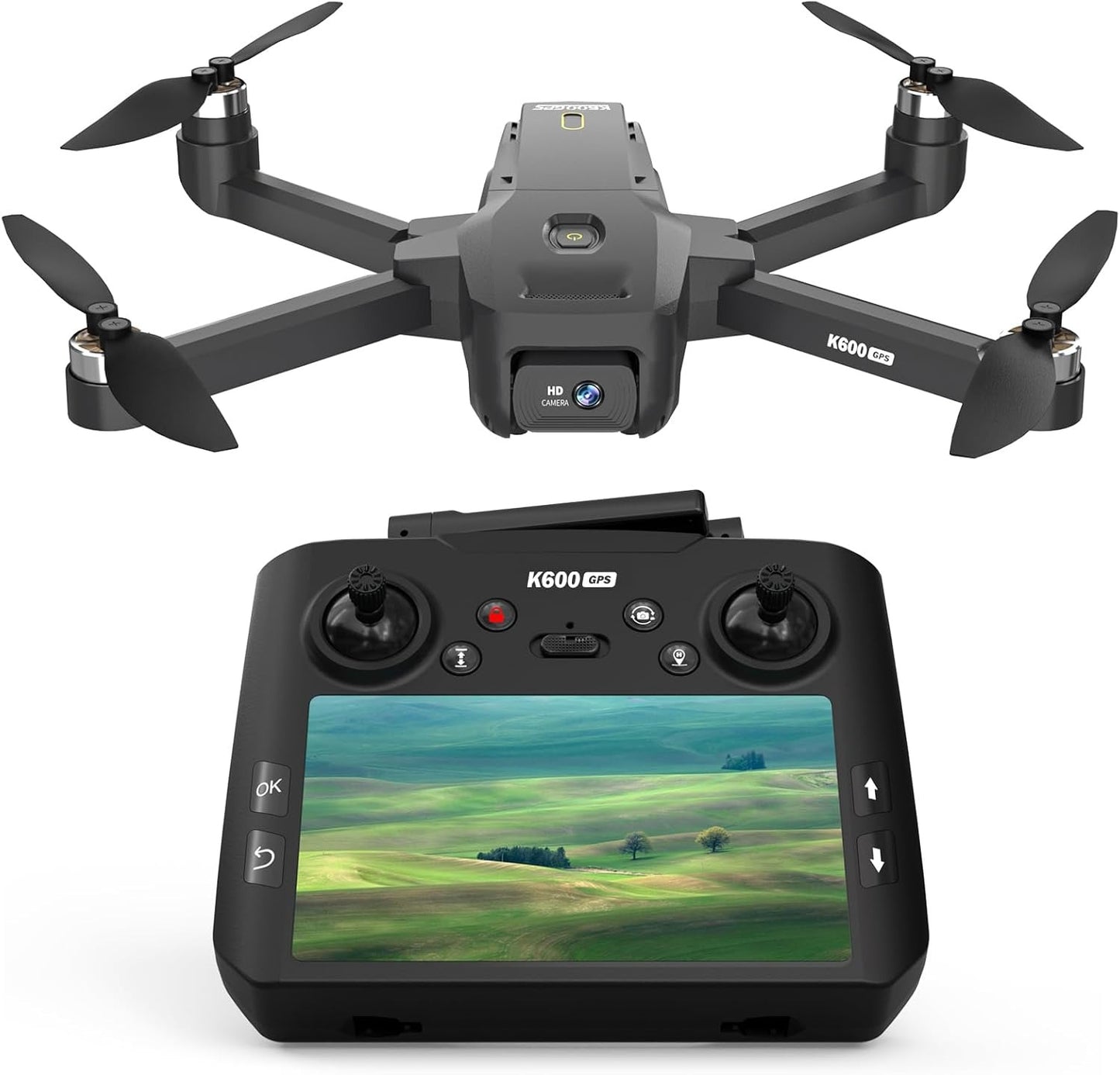 K600GPS Brushless Drones with EIS Camera for Adults Beginners Kids, Drone with 4.5'' Screen on Controller