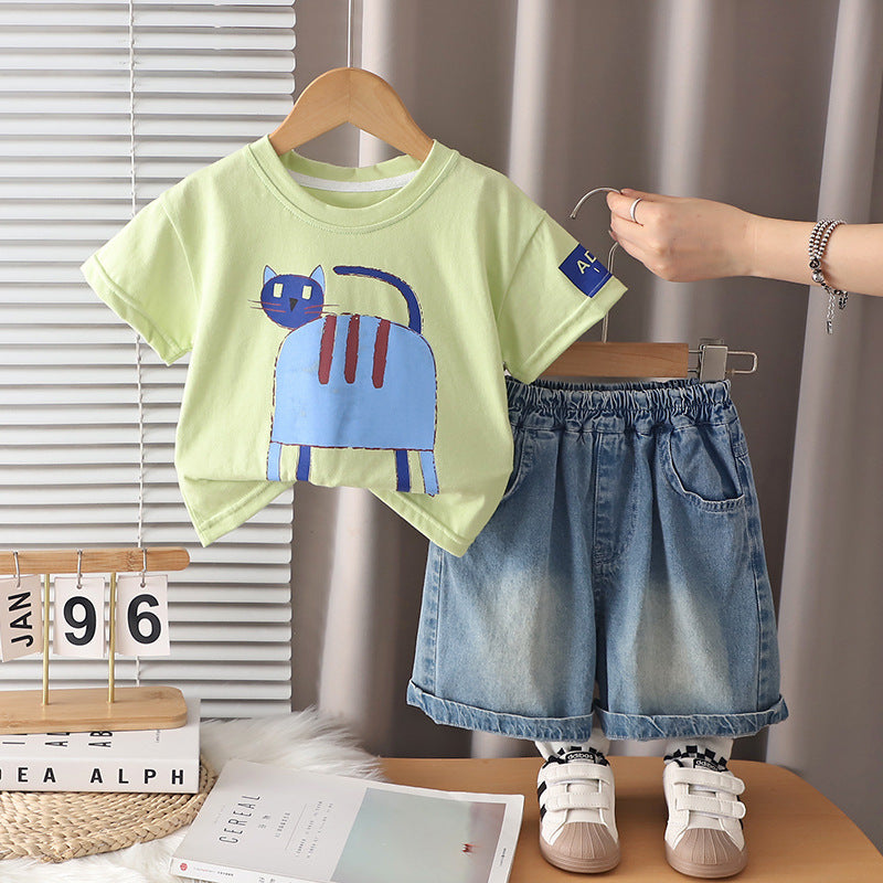 Casual clothing round neck short sleeved two-piece set