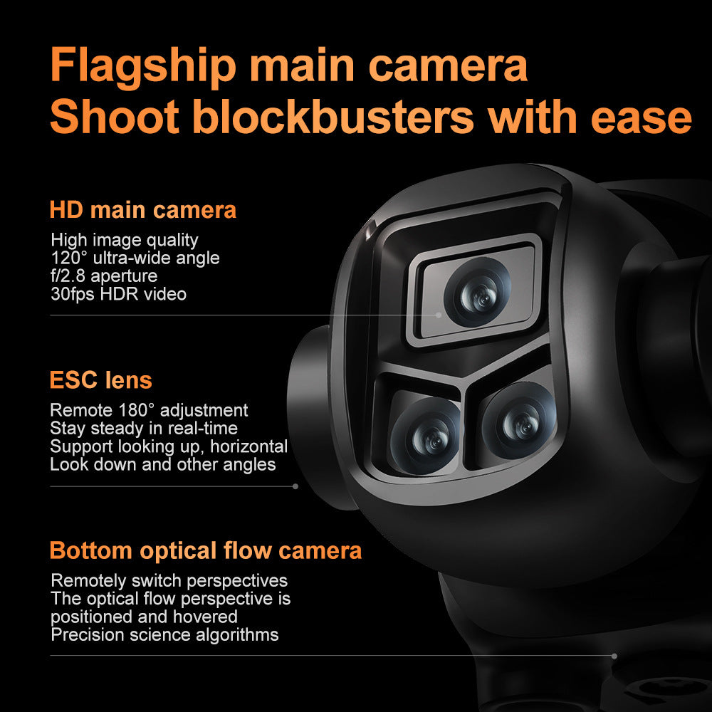 V988 Drone with Triple Cameras, Screen, Optical Flow Positioning, 8K HD Aerial Photography, Obstacle Avoidance Flying Device