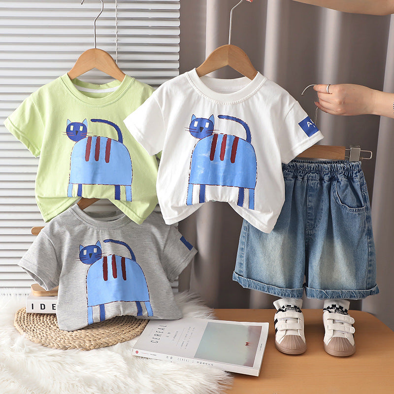 Casual clothing round neck short sleeved two-piece set
