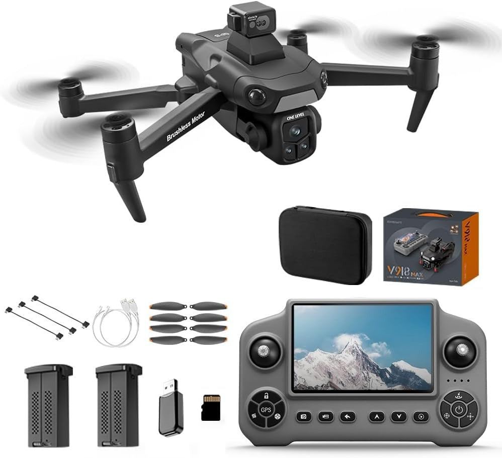 V918 GPS Drone with 8K Camera for Adults, RC Drones with 5 inch HD Screen | 90 Mins Flight Time, 3KM Control Range, 360° Obstacle Avoidance
