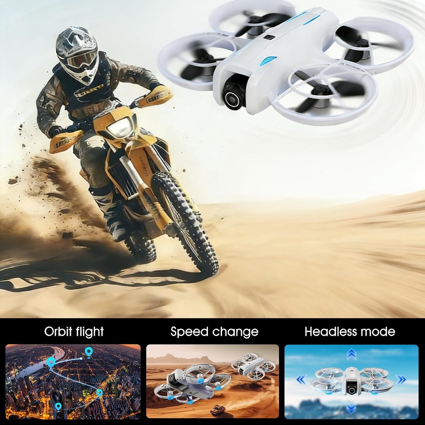 Drone with Camera for Adult Beginners,RC Quadcopter featuring Altitude Hold, One-Key Takeoff/Landing, Auto Follow,3-Speed Adjustment,Stunt Roll -Ideal Holiday Gift.