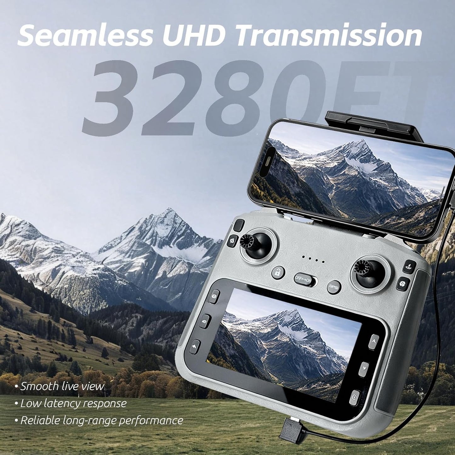 GPS Drone with EIS 4K Camera for Adults , RC Drones with 4.5 inch HD Screen on Controller