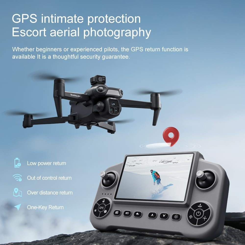 V918 GPS Drone with 8K Camera for Adults, RC Drones with 5 inch HD Screen | 90 Mins Flight Time, 3KM Control Range, 360° Obstacle Avoidance