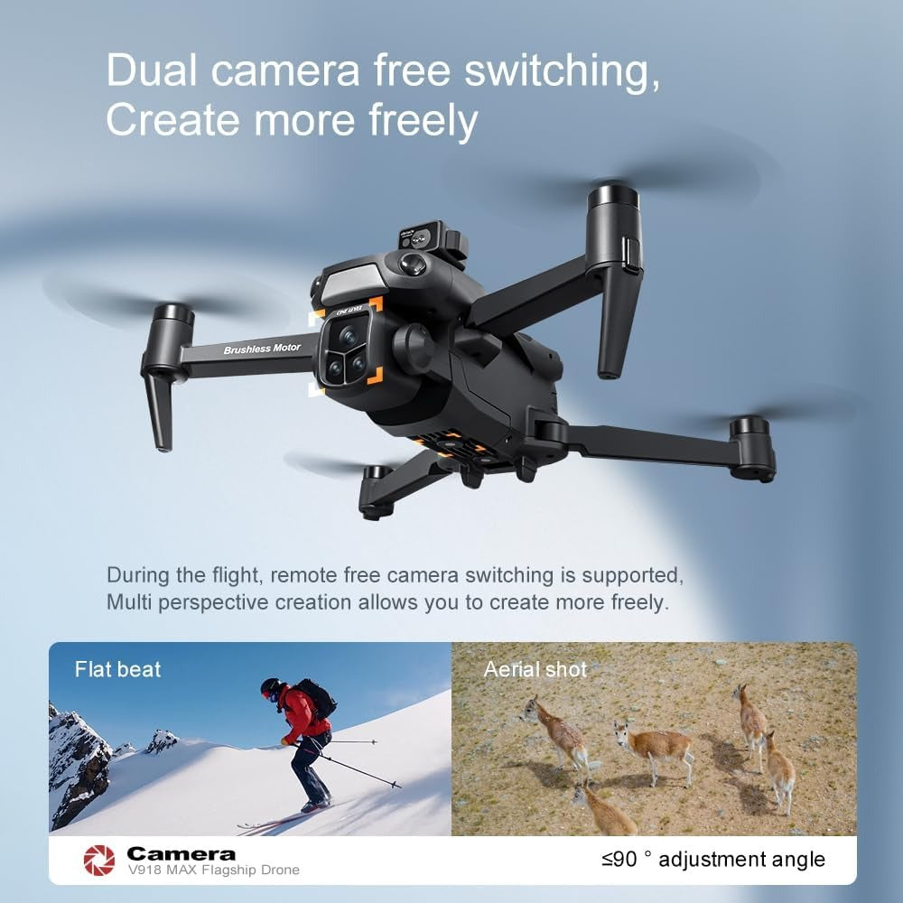 V918 GPS Drone with 8K Camera for Adults, RC Drones with 5 inch HD Screen | 90 Mins Flight Time, 3KM Control Range, 360° Obstacle Avoidance