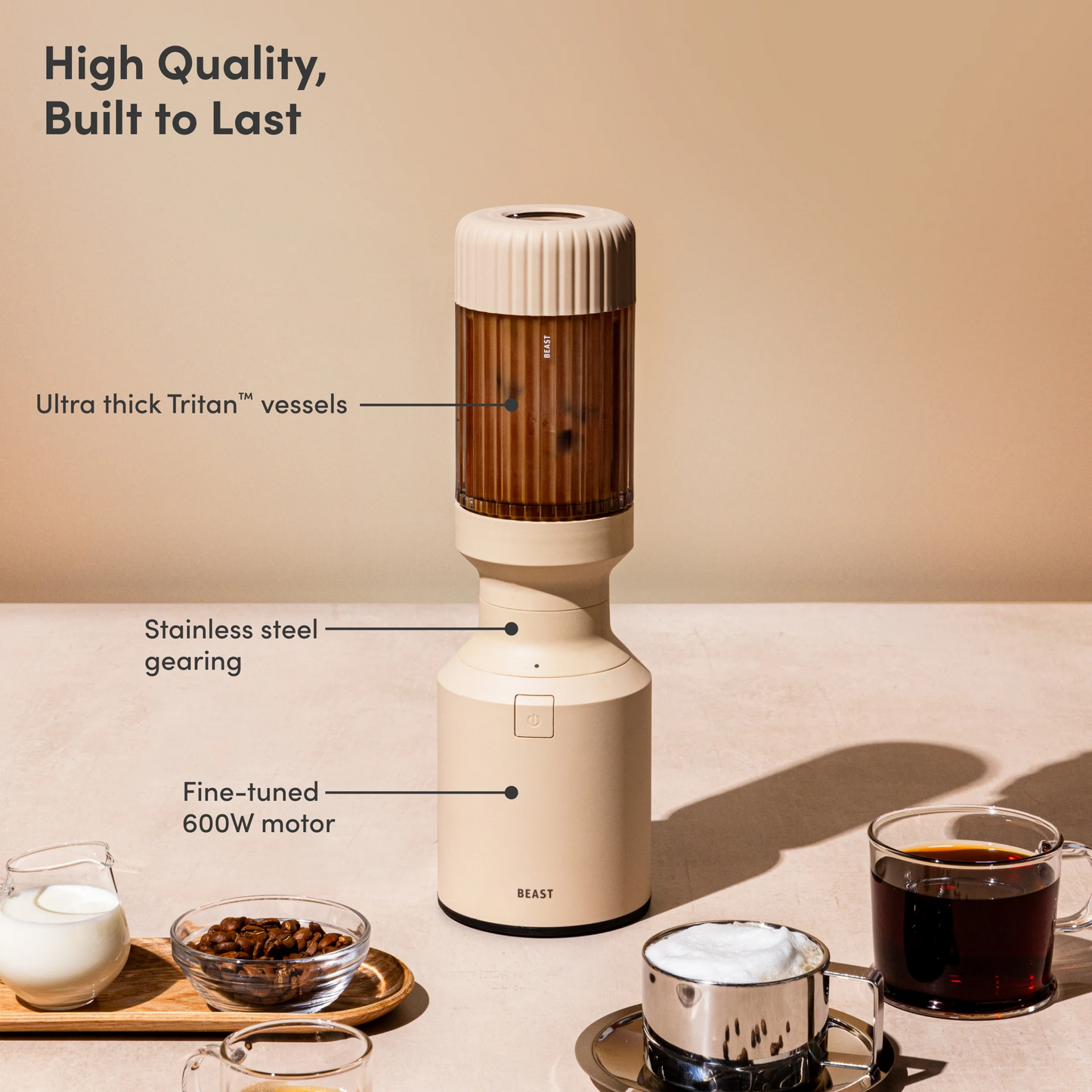 Beast® Mini 600 Plus Our 600-watt compact single-serve blender, with 3x Blending Vessels