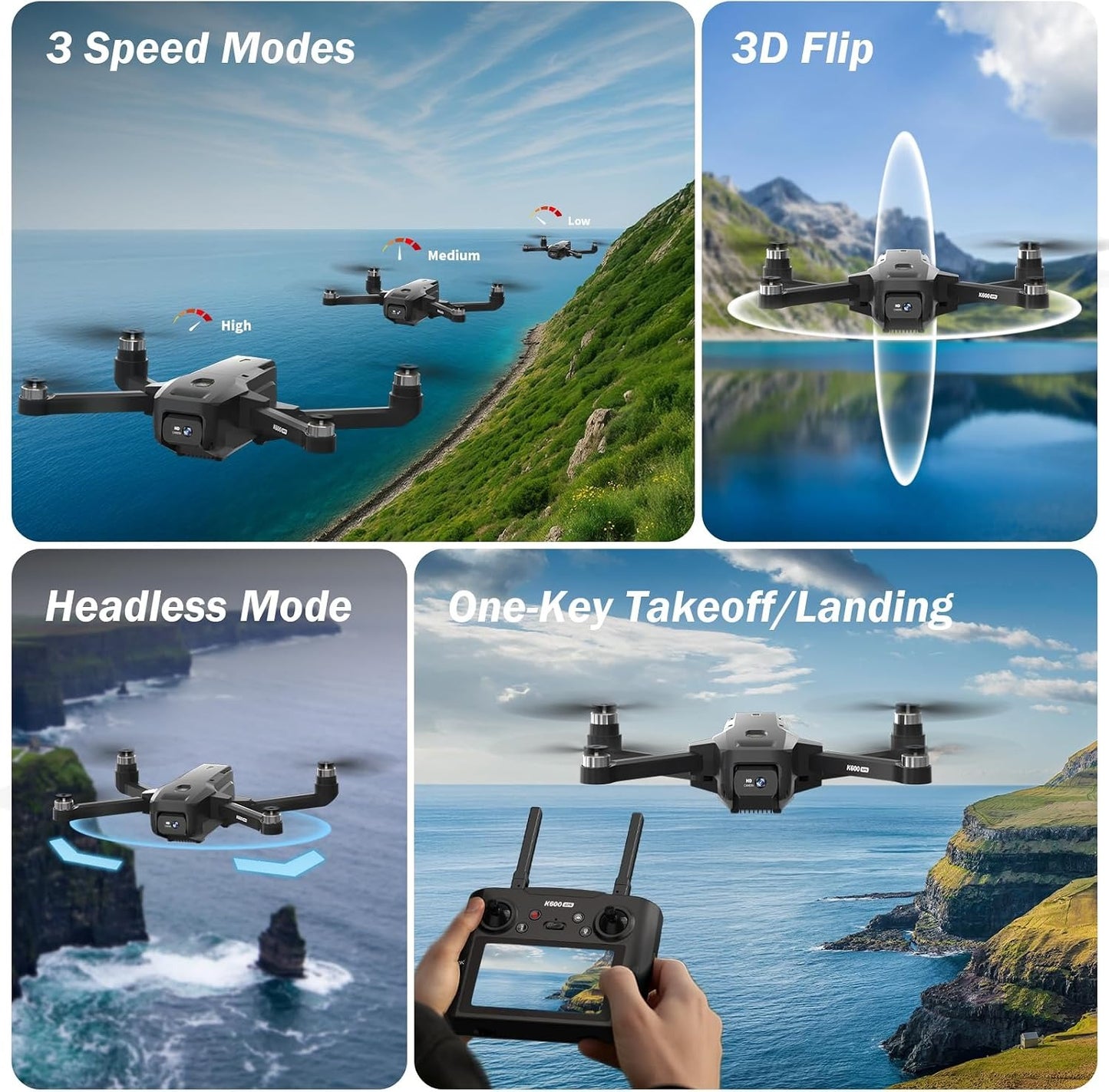 K600GPS Brushless Drones with EIS Camera for Adults Beginners Kids, Drone with 4.5'' Screen on Controller